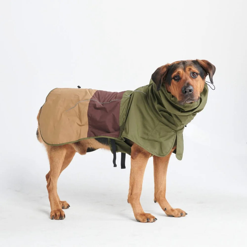 Spark Paws Breatheshield™ Raincoat, Green/Brown/Tan
