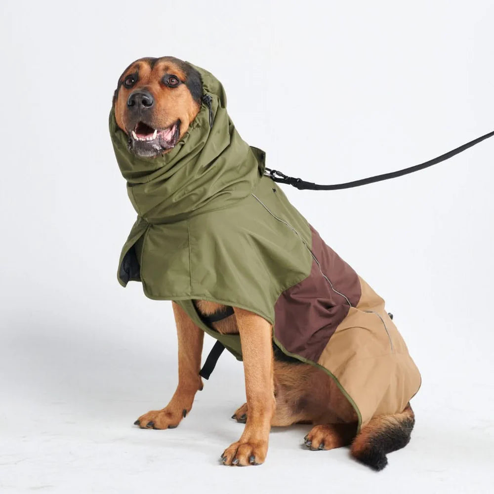 Spark Paws Breatheshield™ Raincoat, Green/Brown/Tan