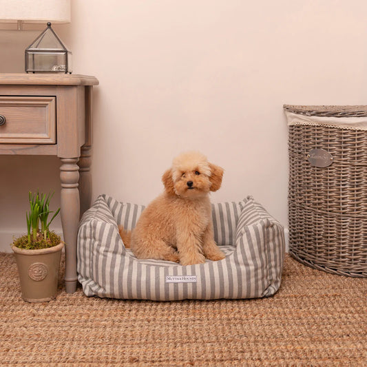 Mutts and Hounds Flint Stripe Brushed Cotton Boxy Dog Bed