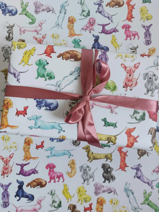 Tabitha Noakes “Rainbow Dachshund” Wrapping Paper