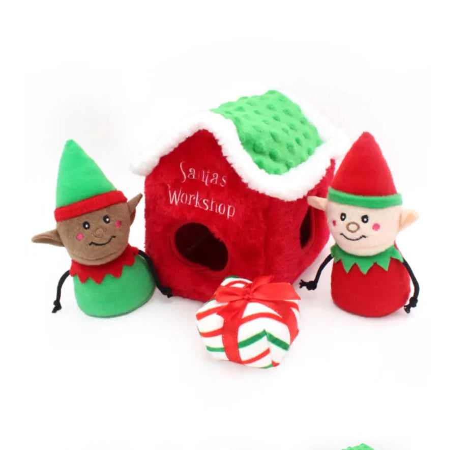 ZippyPaws Santa’s Workshop Burrow Toy