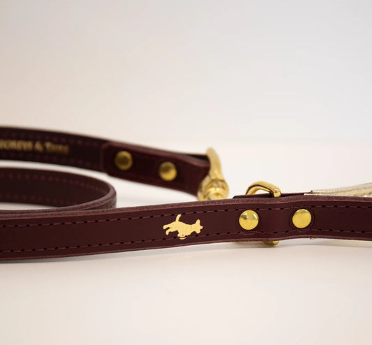 Storeys & Tails Padded Luxury Leather Lead, Fig