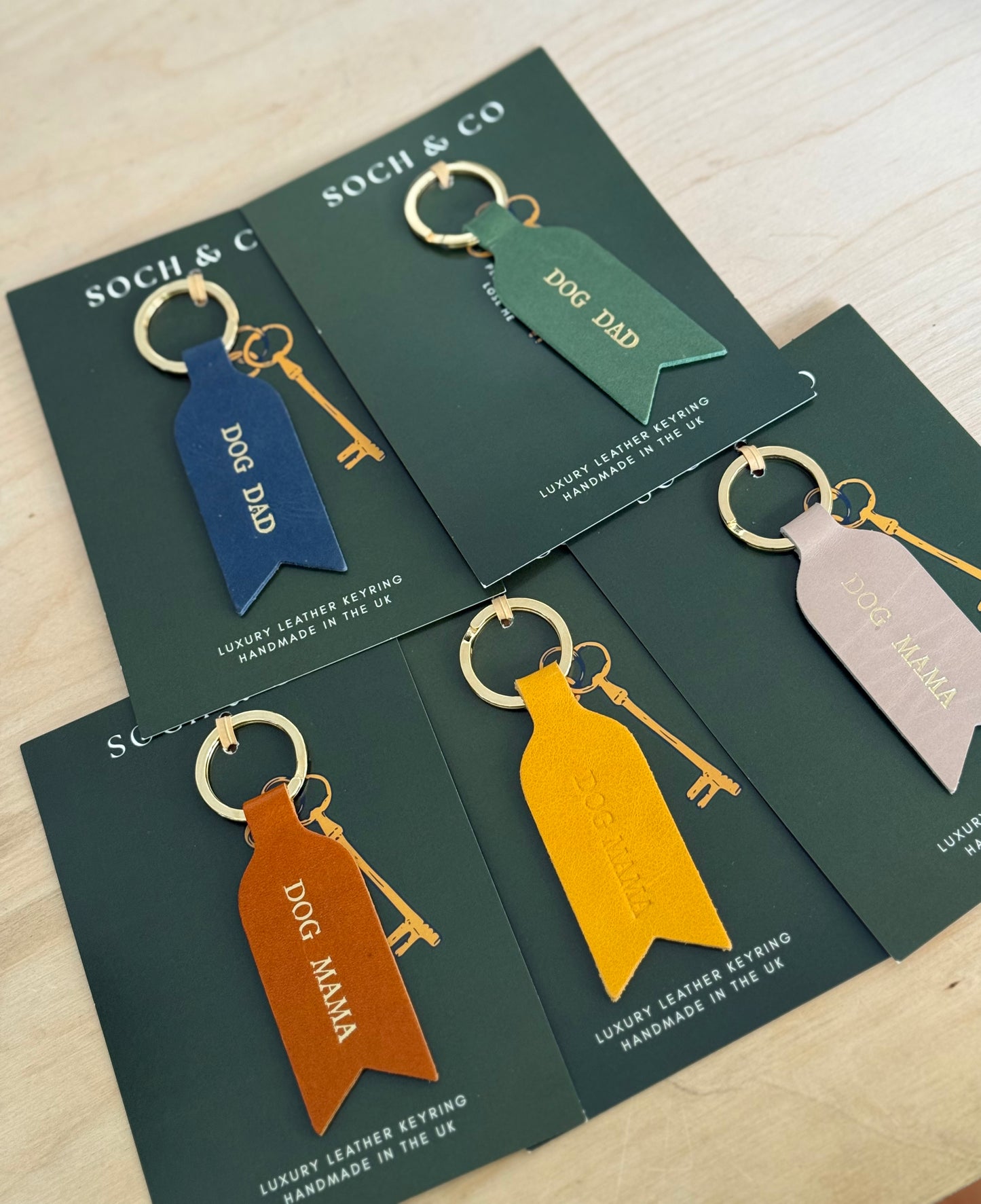 Soch & Co “Dog Mama” and “Dog Dad” Leather Keyring