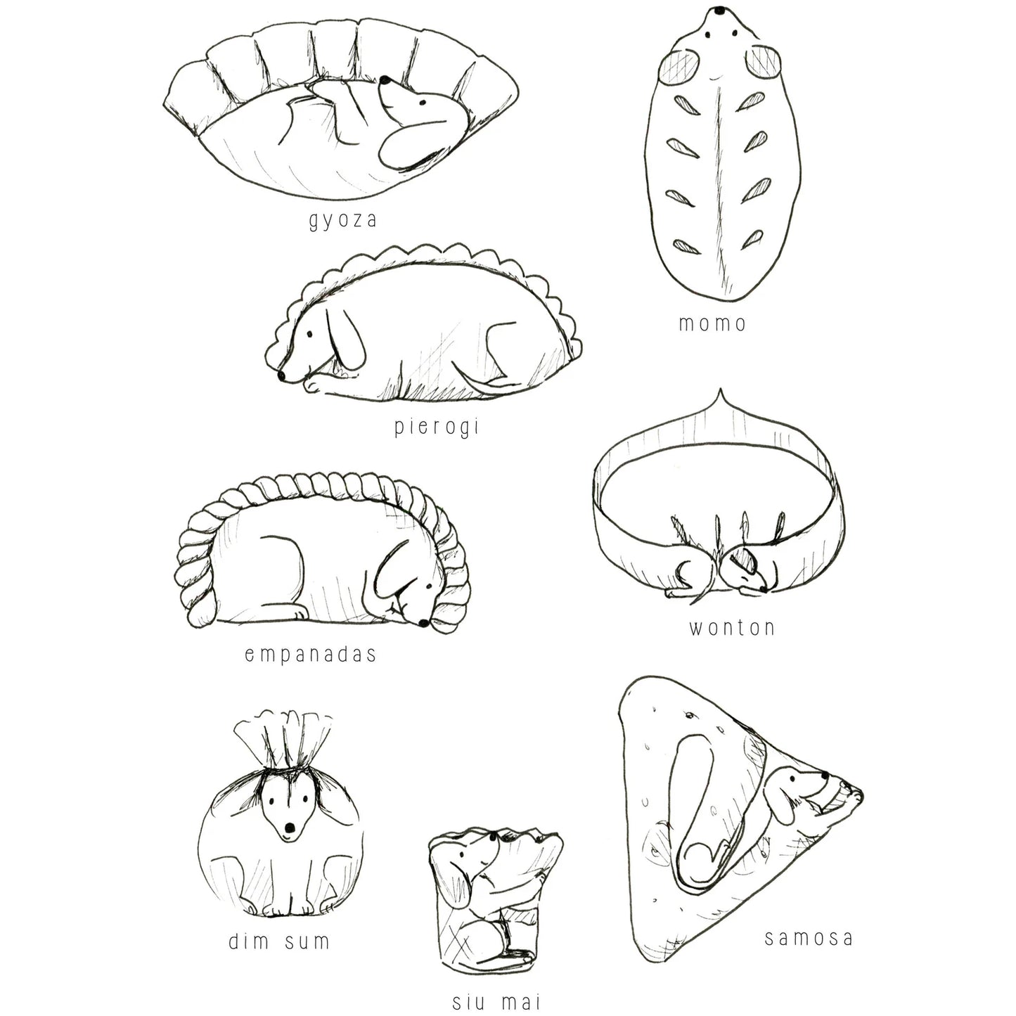 Tabitha Noakes ‘Dumpling Dogs’ A4 Print