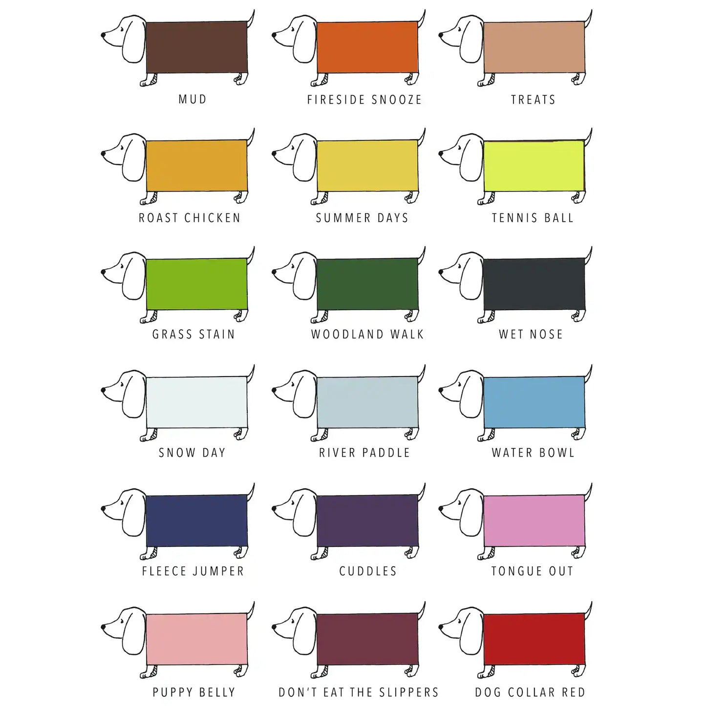 Tabitha Noakes “Canine Colour Chart” A4 Print