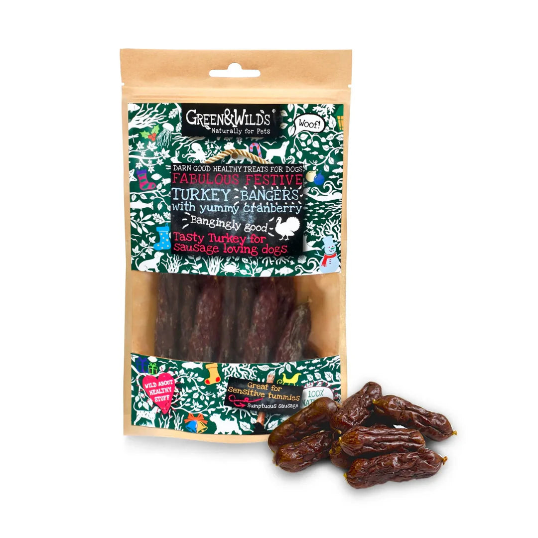 Green & Wild’s Turkey & Cranberry Christmas Bangers 75g