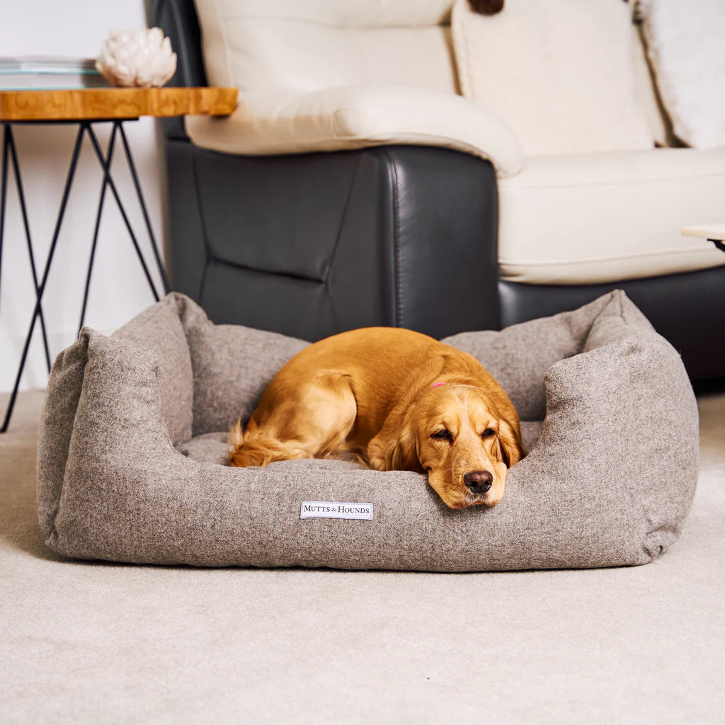 Mutts and Hounds Grey Tweed Boxy Bed