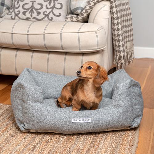 Mutts and Hounds Stoneham Tweed Boxy Dog Bed