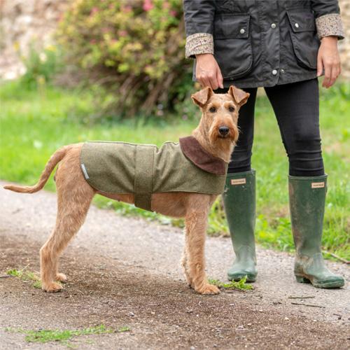 Mutts and Hounds Forest Green Tweed Dog Coat