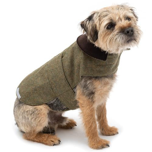 Mutts and Hounds Forest Green Tweed Dog Coat