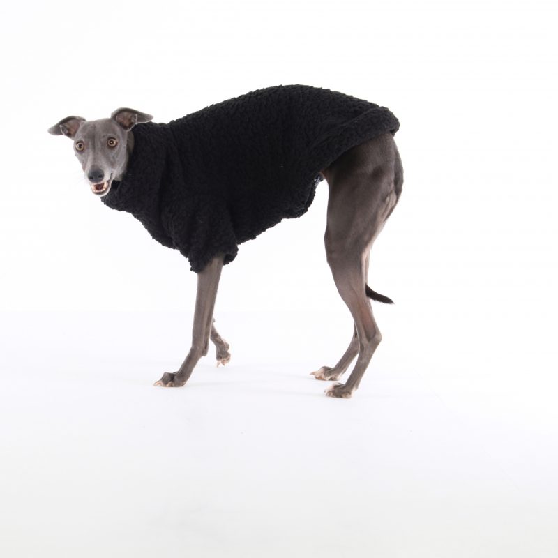 The Trendy Whippet Black Fluffy Fleece Whippet Jumper