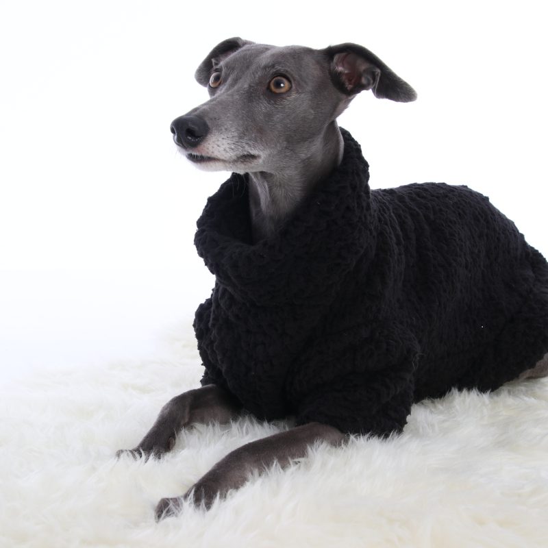 The Trendy Whippet Black Fluffy Fleece Whippet Jumper