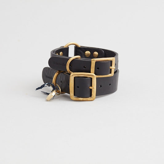 Kintails Black Leather Dog Collar