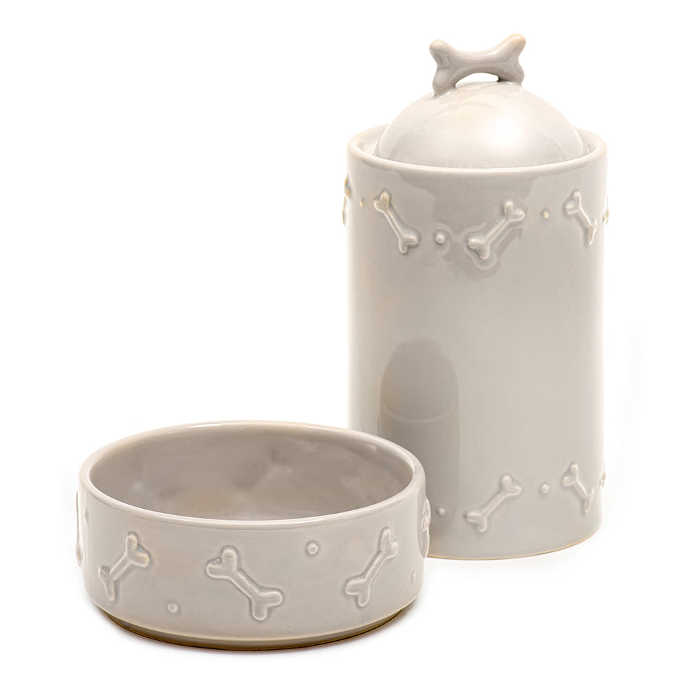 Mutts and Hounds Treat Jar in French Grey
