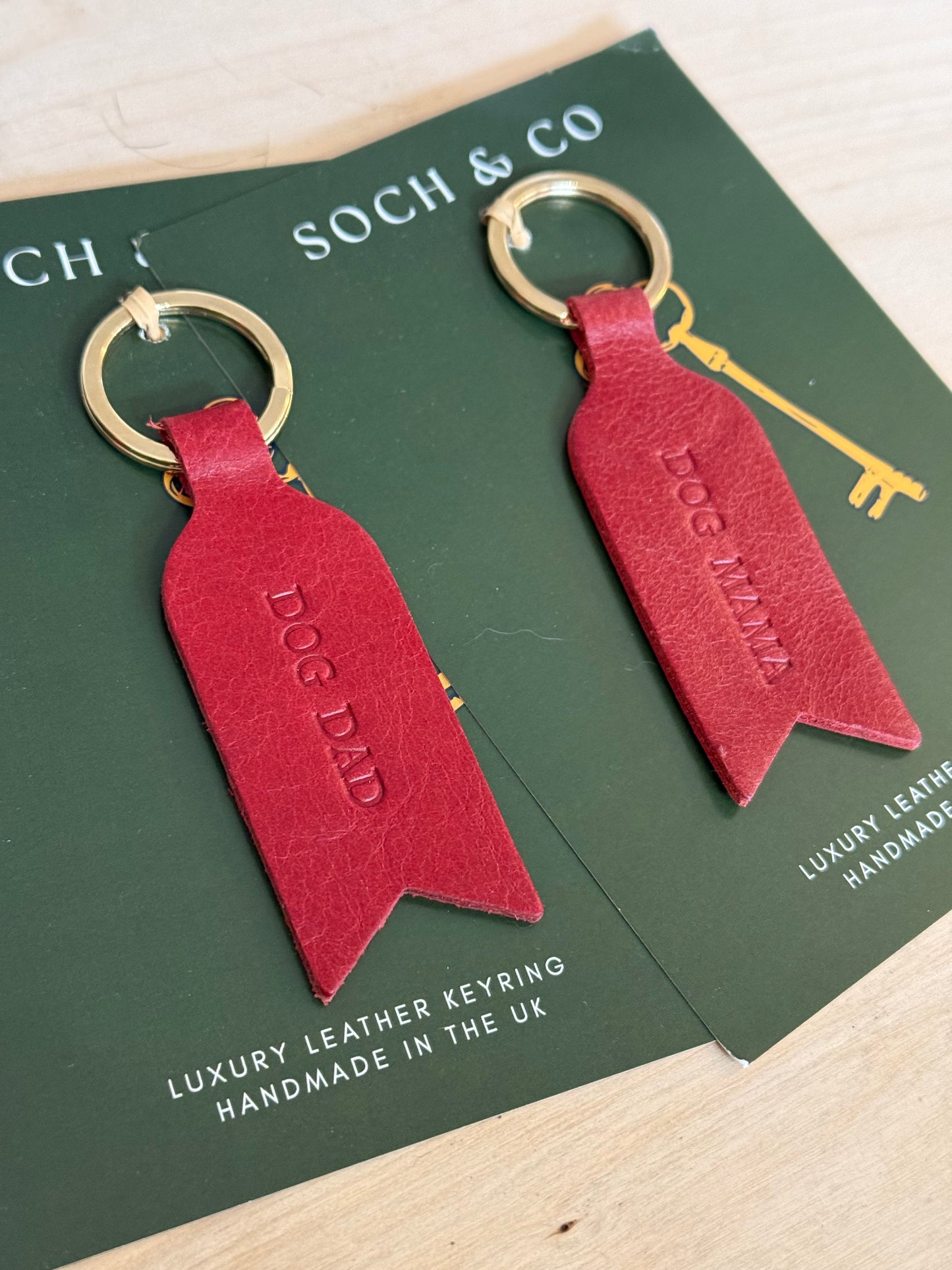 Soch & Co “Dog Mama” and “Dog Dad” Leather Keyring