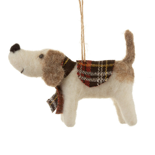 Sass & Belle Tartan Dog Felt Hanging Decoration