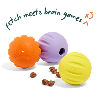 Woof 3 Pack Flyball 2-in-1 Ball & Puzzle Toy
