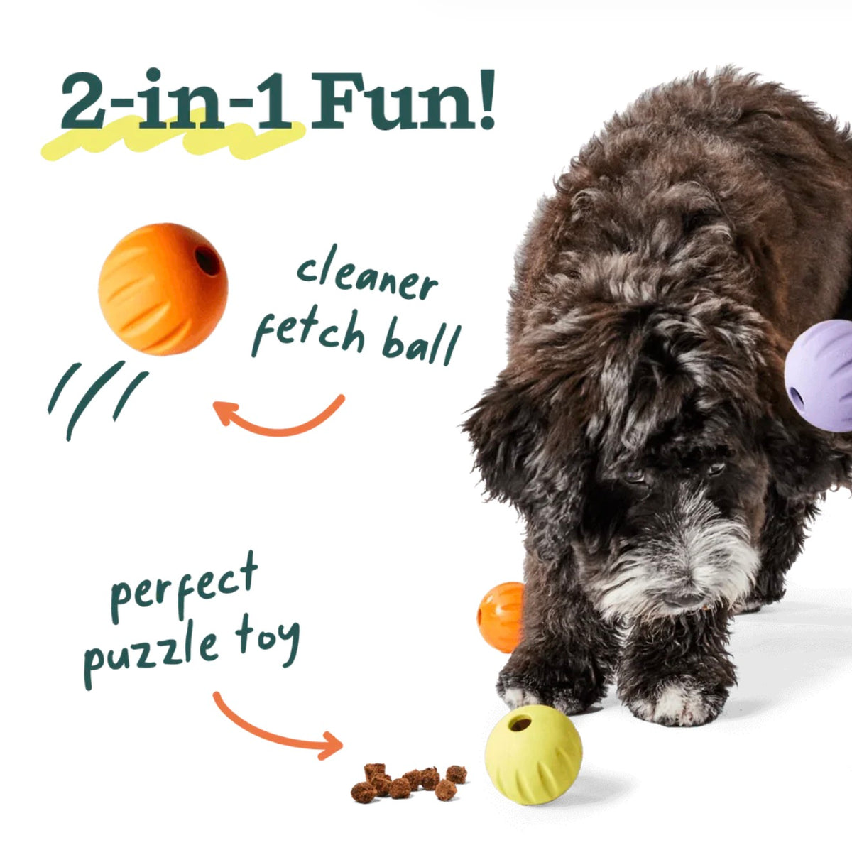 Woof 3 Pack Flyball 2-in-1 Ball & Puzzle Toy