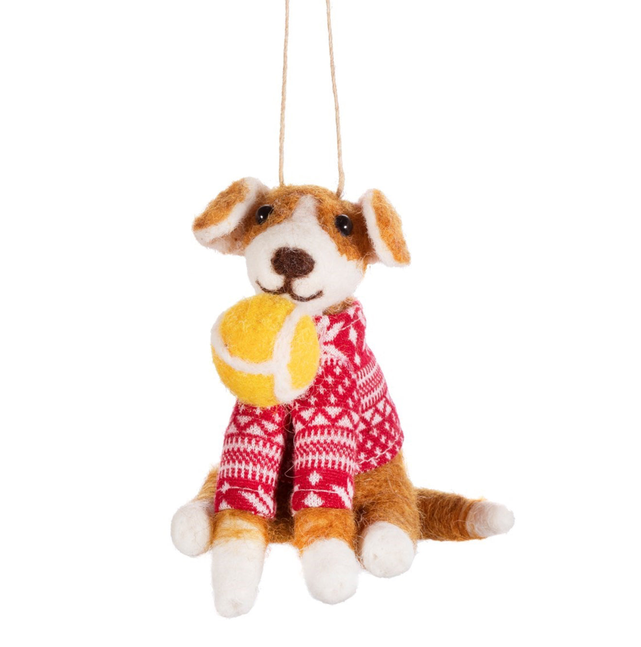 Sass & Belle Dog With Ball Felt Hanging Decoration