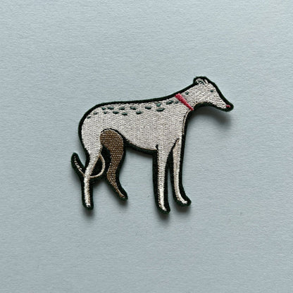Bryony Moss Silver Hound Embroidered Iron On Patch