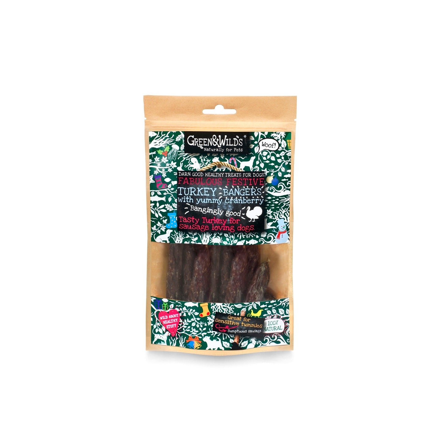 Green & Wild’s Turkey & Cranberry Christmas Bangers 75g