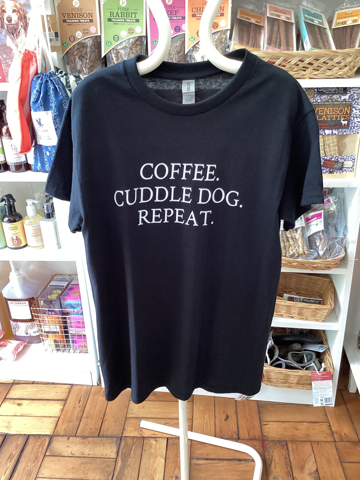 ‘Coffee. Cuddle Dog. Repeat’ T-Shirt
