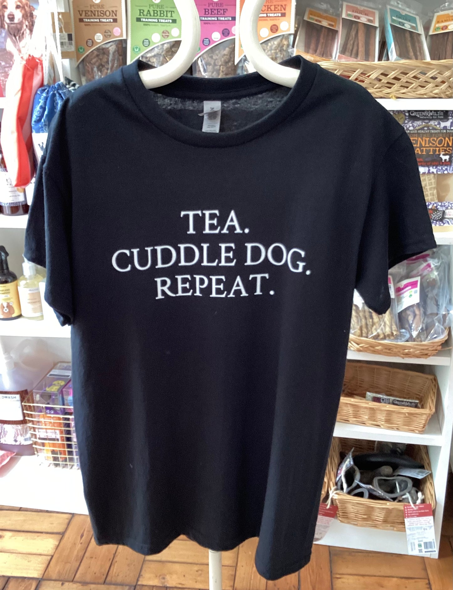 ‘Tea. Cuddle Dog. Repeat’ T-Shirt