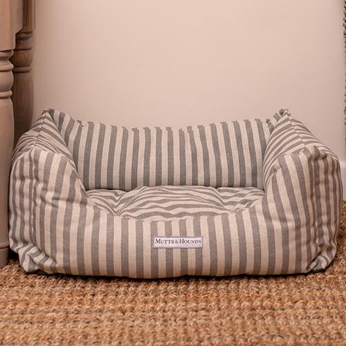 Mutts and Hounds Flint Stripe Brushed Cotton Boxy Dog Bed
