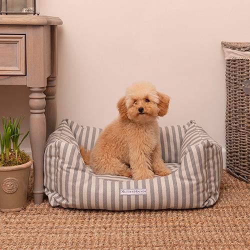 Mutts and Hounds Flint Stripe Brushed Cotton Boxy Dog Bed