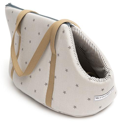 Mutts and Hounds Grey Stars & Charcoal Stripe Dog Carrier