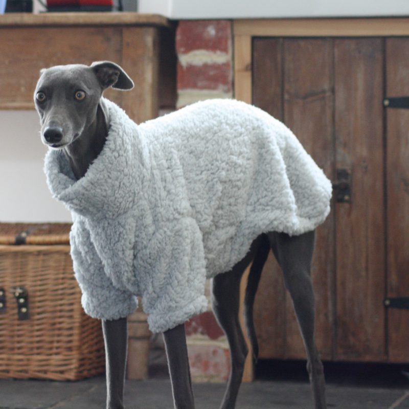 The Trendy Whippet Grey Fluffy Fleece Whippet Jumper
