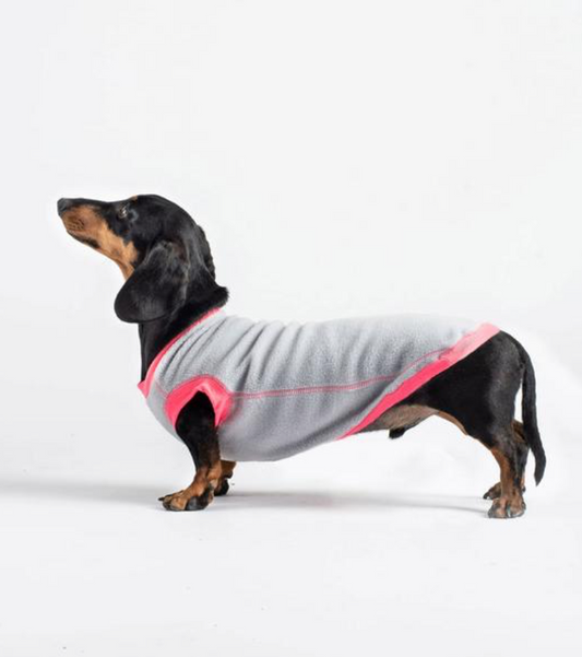 Dogsnug Water Repellent Pink and Grey Dachshund Fleece