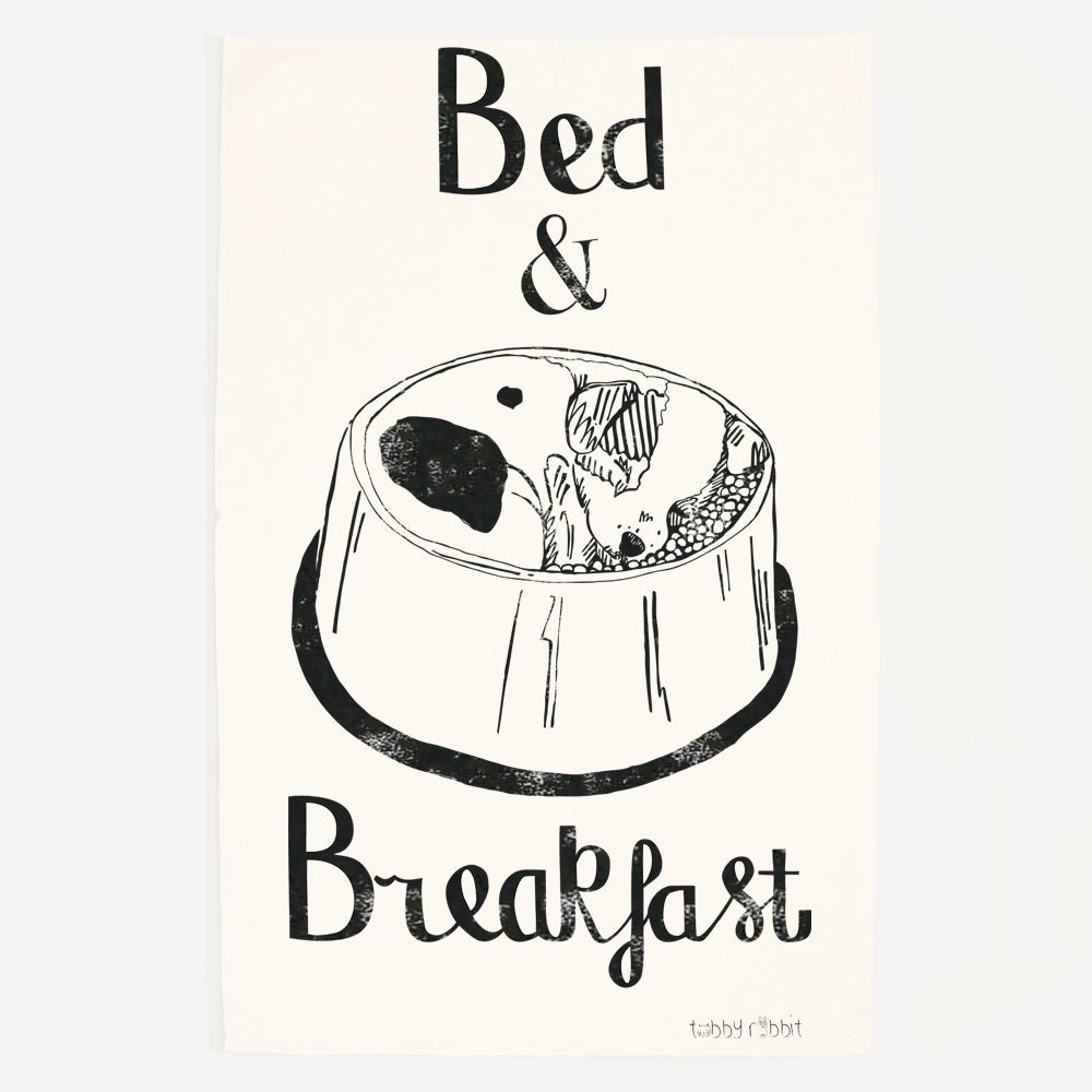 Tabby Rabbit Bed and Breakfast Tea Towel