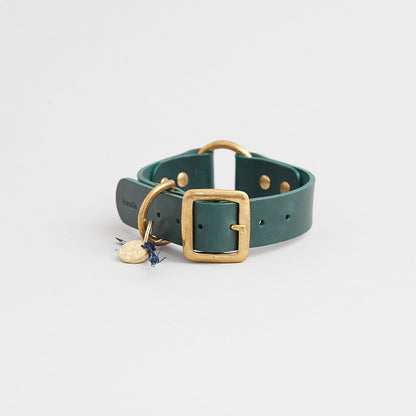 Kintails Green Leather Dog Collar