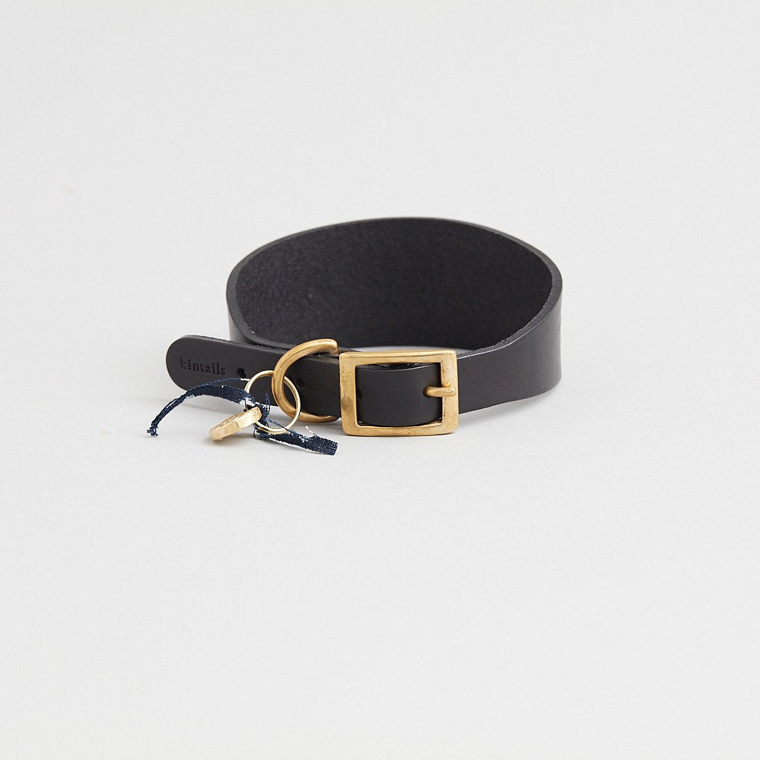 Kintails Black Leather Hound Collar
