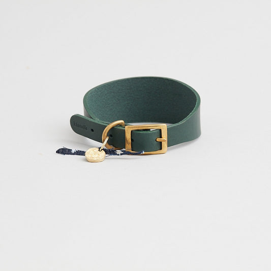Kintails Green Leather Hound Collar